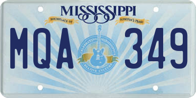 MS license plate MQA349