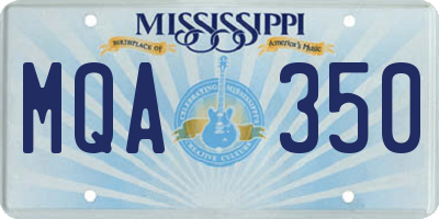 MS license plate MQA350