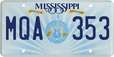MS license plate MQA353