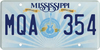 MS license plate MQA354