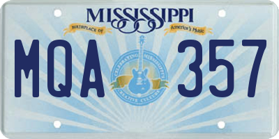 MS license plate MQA357
