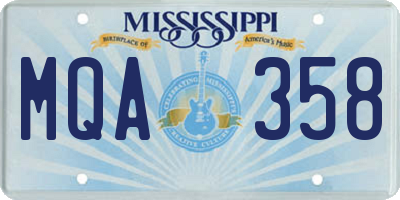 MS license plate MQA358
