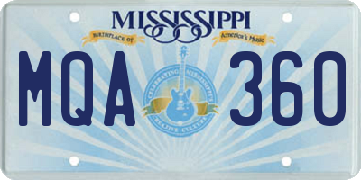 MS license plate MQA360