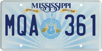 MS license plate MQA361