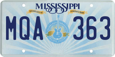MS license plate MQA363