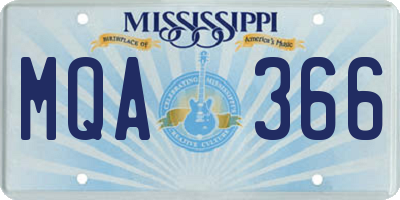 MS license plate MQA366