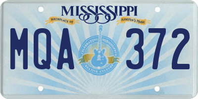 MS license plate MQA372