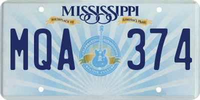 MS license plate MQA374