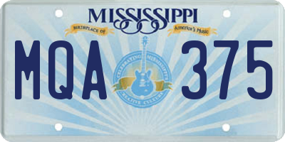 MS license plate MQA375