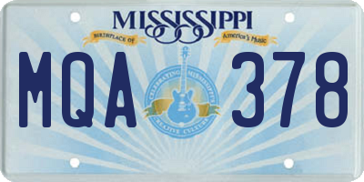 MS license plate MQA378