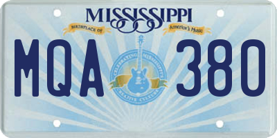 MS license plate MQA380