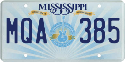 MS license plate MQA385