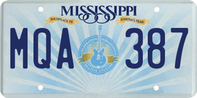 MS license plate MQA387