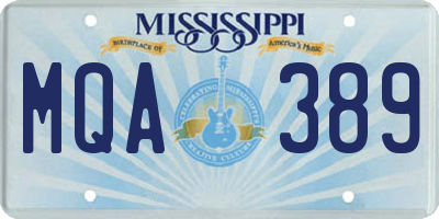 MS license plate MQA389