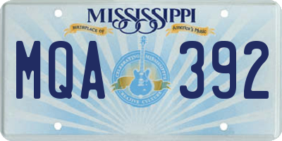 MS license plate MQA392