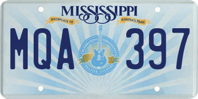 MS license plate MQA397