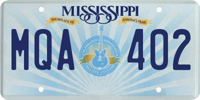 MS license plate MQA402