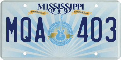 MS license plate MQA403