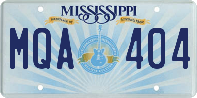 MS license plate MQA404