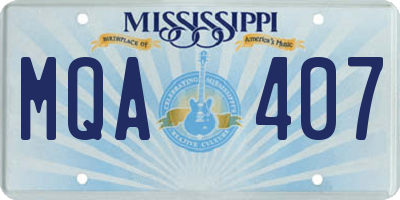 MS license plate MQA407