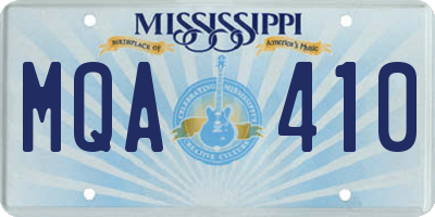 MS license plate MQA410
