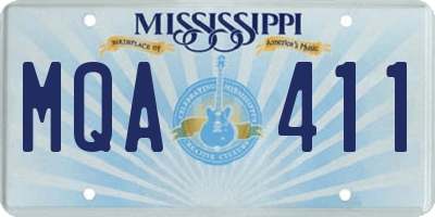 MS license plate MQA411