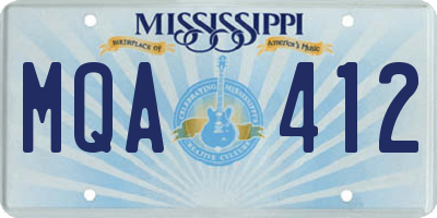 MS license plate MQA412