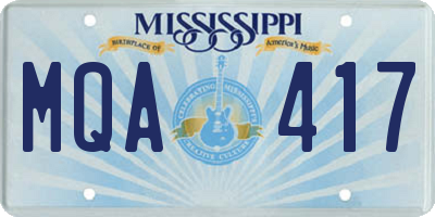 MS license plate MQA417