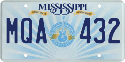 MS license plate MQA432