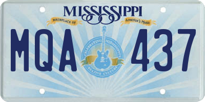 MS license plate MQA437