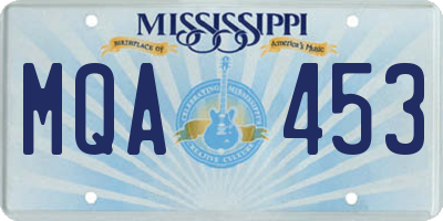 MS license plate MQA453