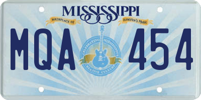 MS license plate MQA454
