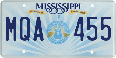 MS license plate MQA455
