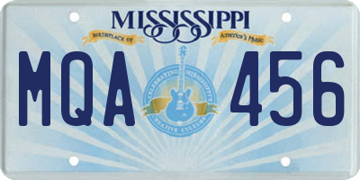 MS license plate MQA456