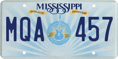 MS license plate MQA457