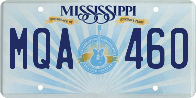 MS license plate MQA460