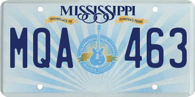 MS license plate MQA463