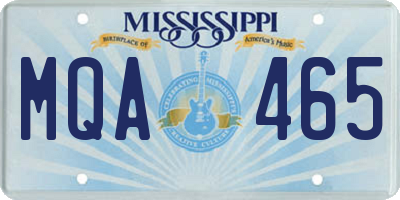 MS license plate MQA465