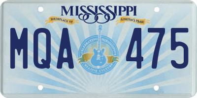 MS license plate MQA475