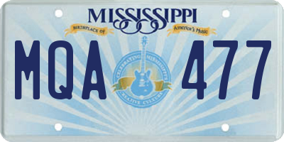 MS license plate MQA477