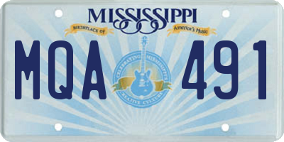 MS license plate MQA491