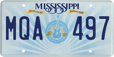 MS license plate MQA497