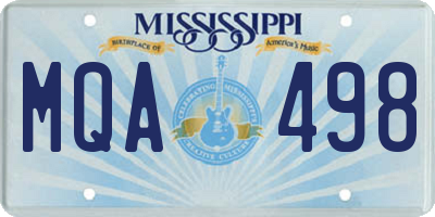 MS license plate MQA498