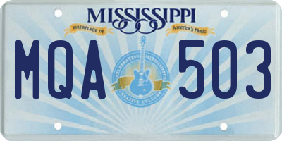 MS license plate MQA503