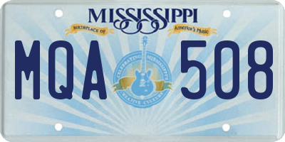 MS license plate MQA508