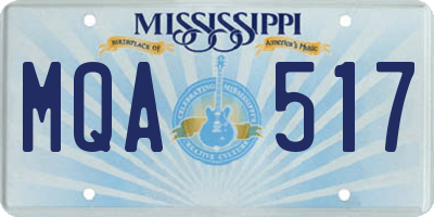 MS license plate MQA517