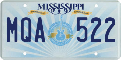 MS license plate MQA522