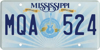 MS license plate MQA524