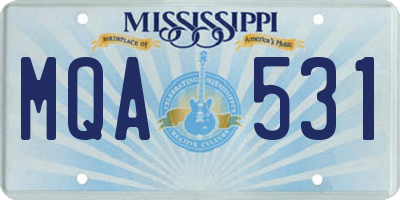 MS license plate MQA531
