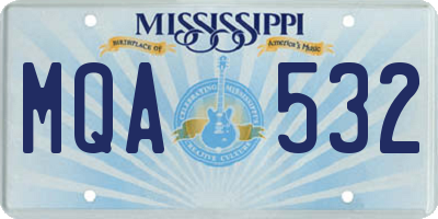 MS license plate MQA532